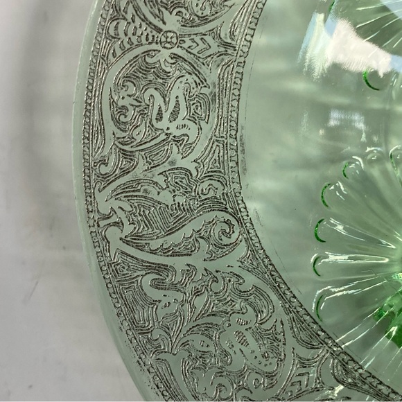 Depression Glass Footed Dish Etched Platter Plate 7” Candy Cookies Decor EUC - Picture 10 of 16